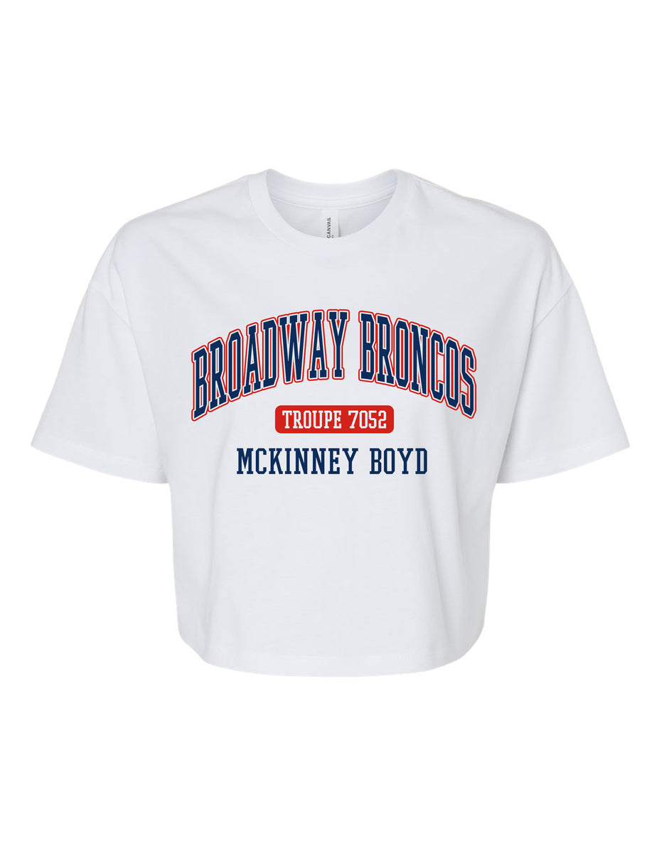 Broadway Broncos Crop Tee, White