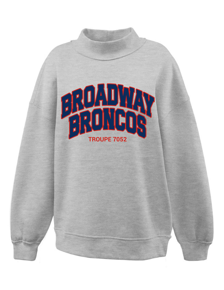 Broadway Broncos Mock Neck Sweatshirt, Grey