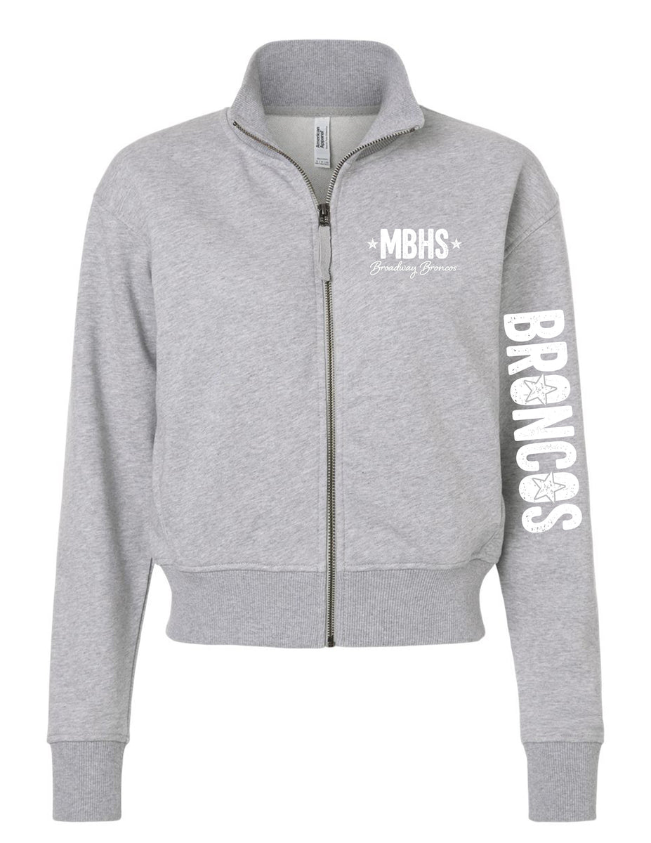 Broadway Broncos MidCrop Zip Jacket, Grey